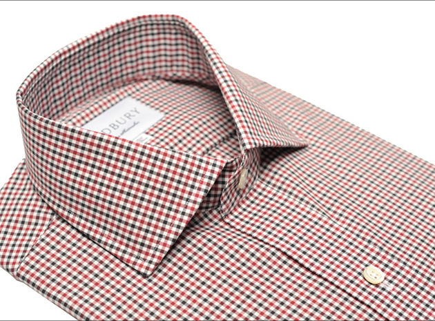 The Red and Black Townsend Tattersall Slim Fit collar