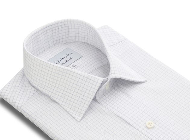 White and Blue Windowpane collar