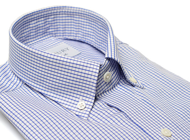 The Blue Box Check Button Down collar